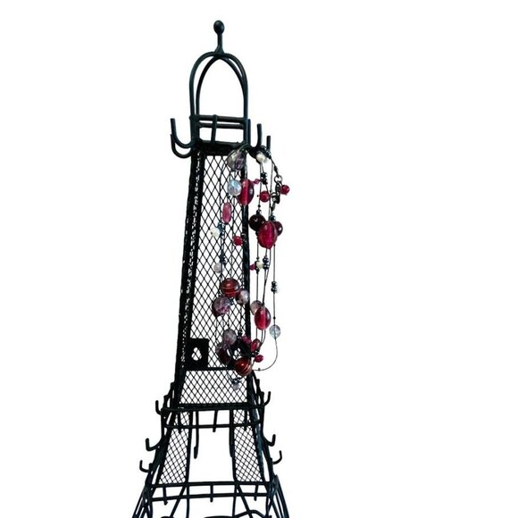 Black Metal Eiffel Tower Jewelry Holder Paris 32 Hooks for Necklace & Bracelets - Picture 8 of 15